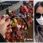 Seorang perempuan terbang dari Amerika Serikat ke Korea untuk membuka gembok cinta setelah jalinan asmaranya dengan kekasih telah kandas. (Tangkapan Layar TikTok/kassieyeung)