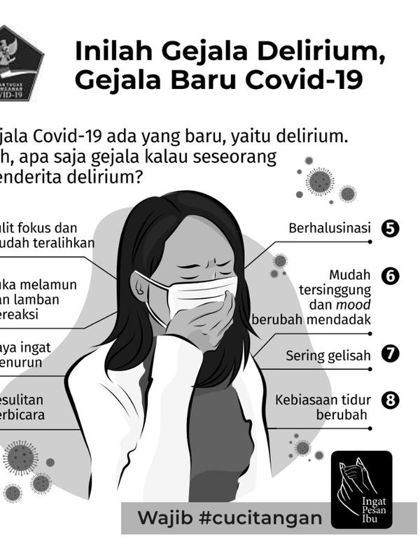Infografis yang menyebut bahwa delirium merupakan gejala baru dari COVID-19, penyakit yang disebabkan Virus Corona SARS-CoV-2, tersebar di media sosial dan grup WhatsApp. (Sumber: Istimewa)