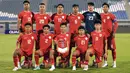 Starting XI pemain Timnas Indonesia U-17 pada laga Grup G Kualifikasi Piala Asia U-17 melawan Kepulauan Mariana Utara yang berlangsung di Abdullah Alkhalifa Alsabah Stadium, Mishref, Kuwait, Jumat (25/10/2024) WIB. (Dok. PSSI)