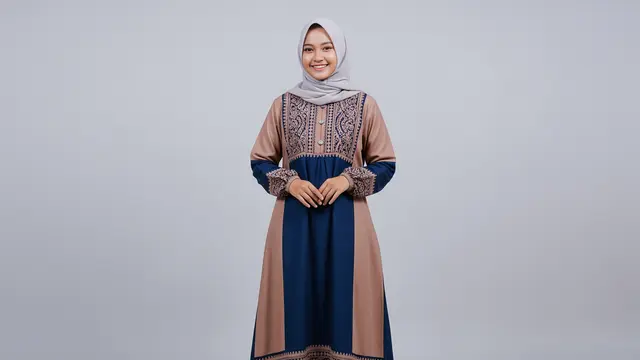 Gamis Katun Bordir Kombinasi Warna