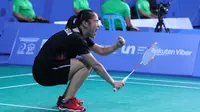 Ruselli Hartawan merayakan kemenangan di semifinal SEA Games 2019. (PBSI)