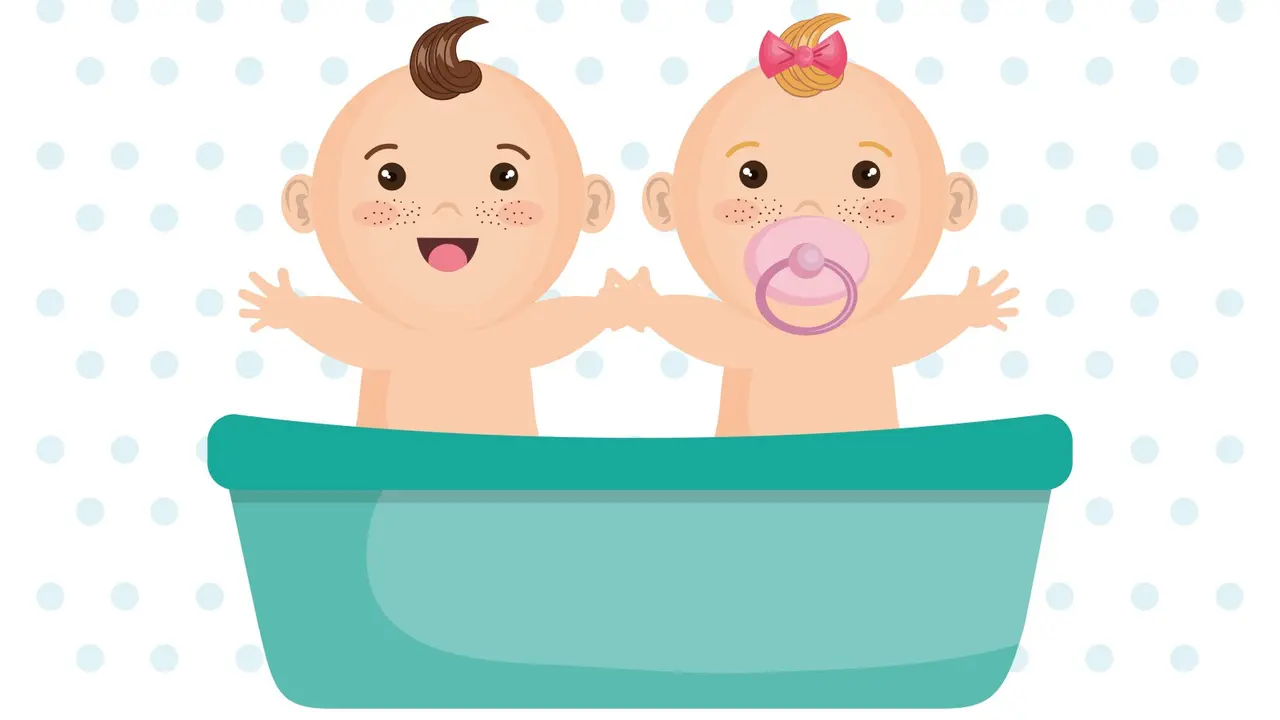 Ilustrasi bayi kembar laki-laki dan perempuan
