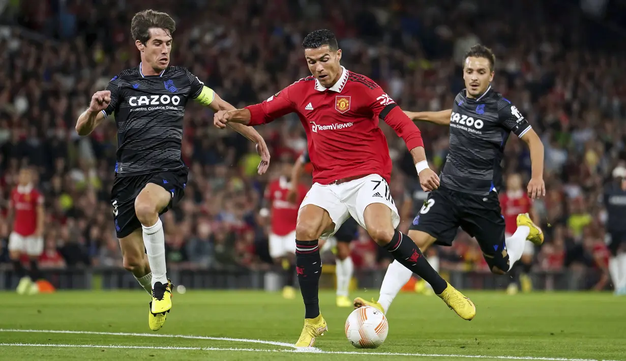 Bermain di Old Trafford, Cristiano Ronaldo dan kawan-kawan dipaksa menyerah tim tamu 0-1. (AP/Dave Thompson)