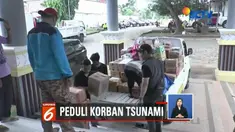 Uluran tangan bagi korban tsunami di Lampung Selatan, Lampung, terus mengalir. Sebagian besar bantuan dari berbagai pihak yang diterima para korban adalah berupa makanan dan kasur.