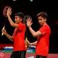 Fajar Alfian / Muhammad Rian Ardianto membawa Indonesia menyamakan skor 2-2 setelah menang atas Natthapat Trinkajee / Tanpuat Viriyangkura pada partai keempat Grup A Piala Thomas 2020 di Ceres Arena, Aarhus, Denmark, Senin (11/10/2021). (foto: BWF-Limited