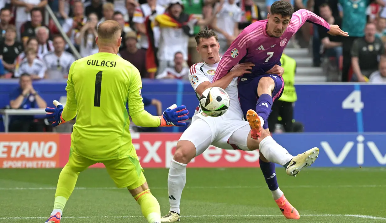 Kepastian ini didapatkan setelah Die Mannschaft menumbangkan timnas Hungaria di pertandingan kedua grup A dengan skor 2-0. (DAMIEN MEYER / AFP)