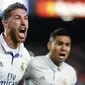 Teriakan Emosional Sergio Ramos saat menyamakan skor 1-1 ke gawang Barcelona pada laga El Clasico di Camp Nou Stadium, Barcelona, (03/12/2016).  (AFP/Pau Barrena)