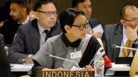 Menteri Luar Negeri RI Retno Marsudi dalam pertemuan sela antar menteri di Sidang Umum PBB 2018 (25/9) (sumber: Kemlu RI)