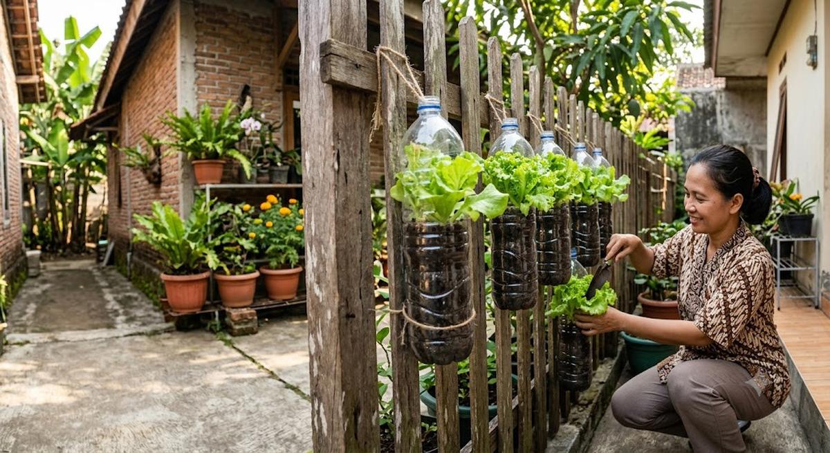 Trik Menanam Selada di Botol Air Mineral
