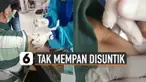 Kejadian unik terjadi pada seorang kakek ini saat hendak diberikan Vaksin Covid-19. Lengannya tidak mempan dicoblos jarum suntik.