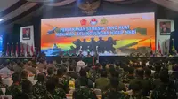 Presiden Jokowi memberi sambutan dalam Rapim Kementerian Pertahanan, Kamis (23/1/2020).
(Merdeka.com/ Titin Supriatin)