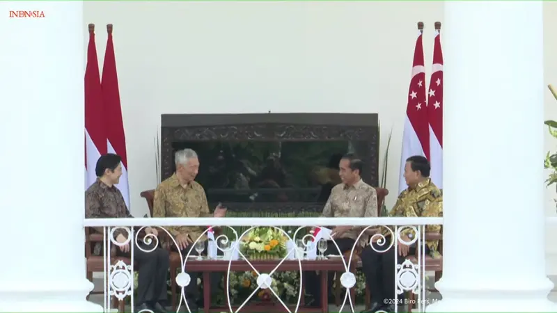 Didampingi Prabowo, Jokowi Sambut Kunjungan PM Singapura di Istana Bogor