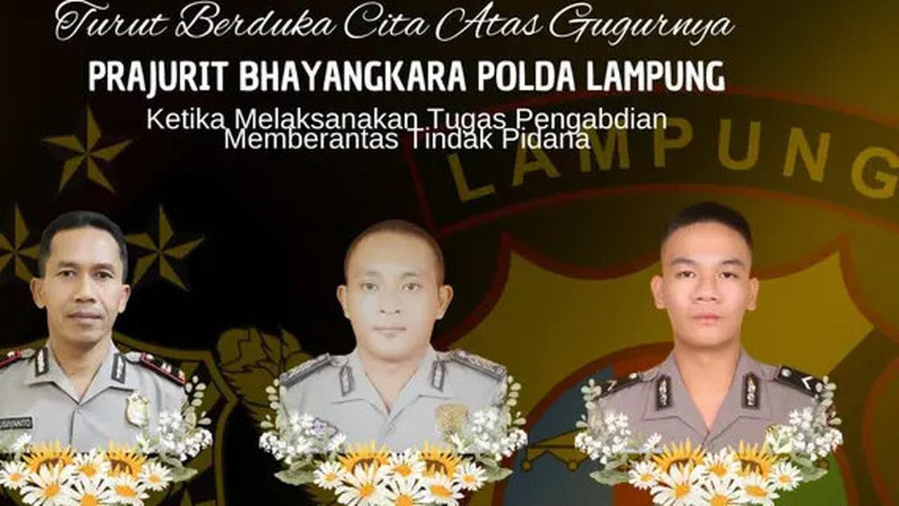 Tiga Polisi Gugur Ditembak saat Gerebek Judi Sabung Ayam Dimakamkan di Lampung