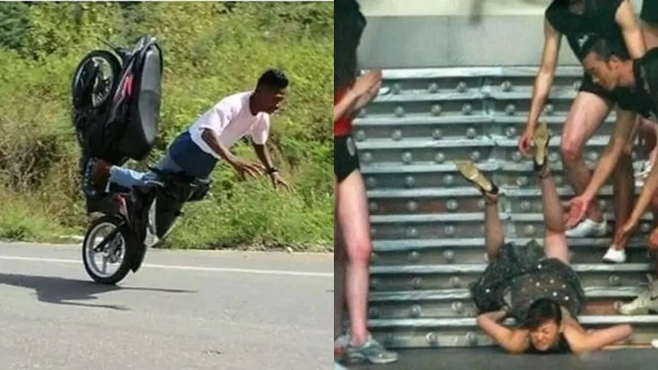 10 Momen Apes Orang Terjatuh Waktu di Jalan Ini Bikin Kasihan
