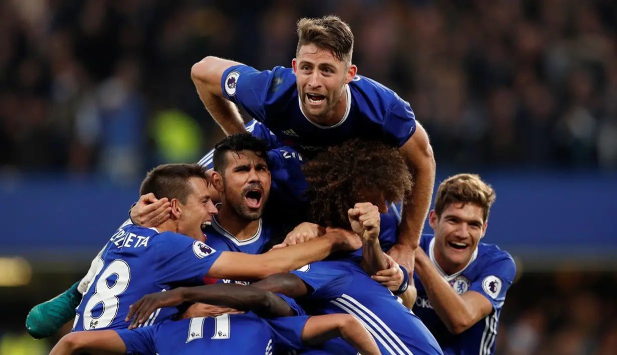  Chelsea meraih kemenangan empat gol tanpa balas atas Manchester United dalam laga pekan ke-9 Premier League di Stamford Bridge, Minggu (23/10/2016) malam WIB. (Action Images via Reuters/John Sibley)