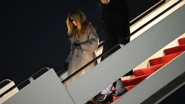 Presiden Amerika Serikat (AS) Donald Trump dan Ibu Negara Melania Trump