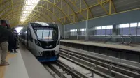 LRT Palembang yang akan dihadirkan di beberapa kota besar di Indonesia (Liputan6.com / Nefri Inge)