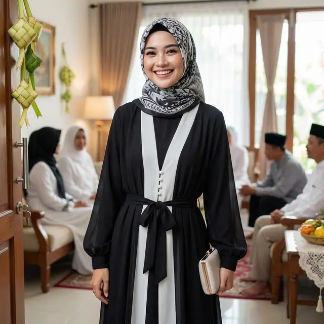 Model Set Abaya dan Inner Dress untuk Lebaran 2026