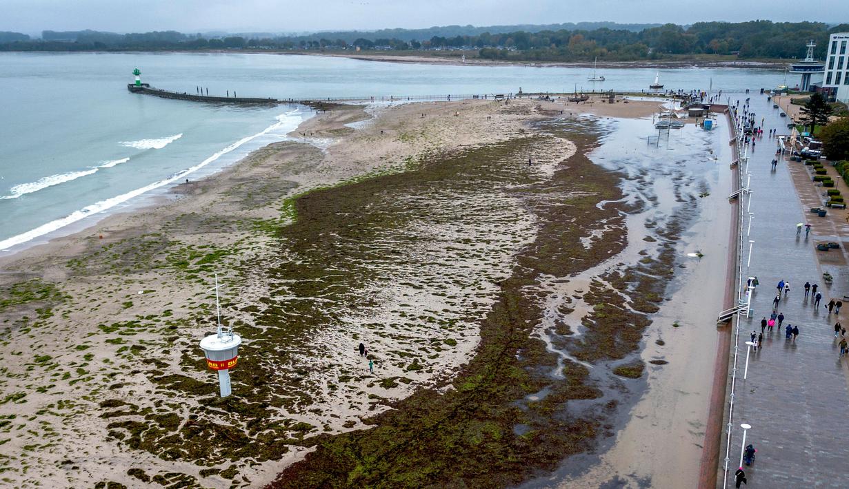 Badai besar menyebabkan banjir di sepanjang Laut Baltik. (AP Photo/Michael Probst)