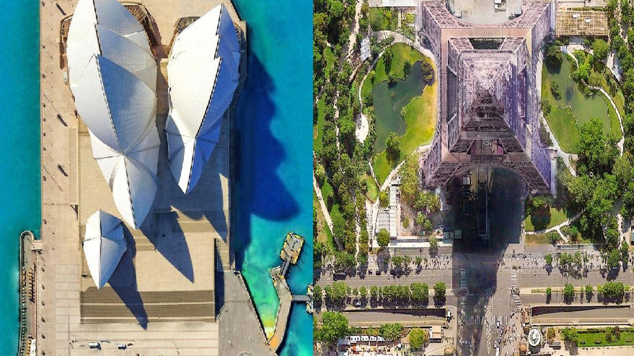 potret objek wisata ikonik dunia dilihat dari atas