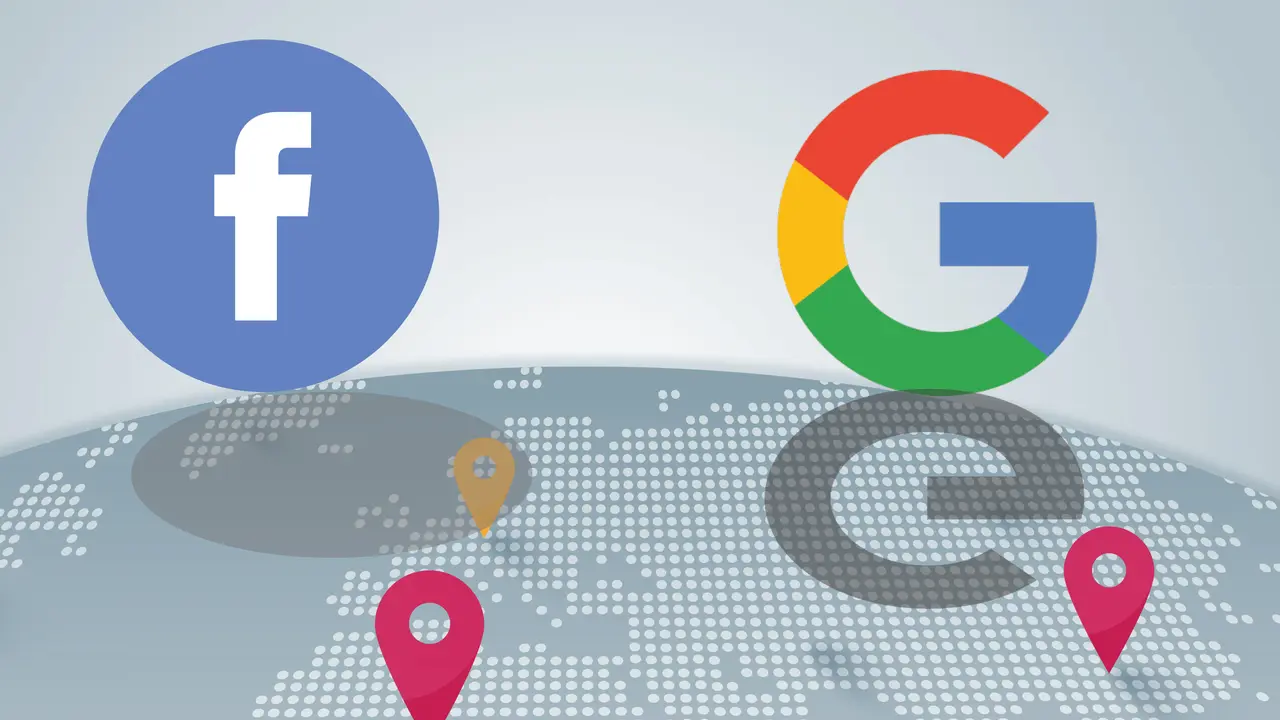 Infografis Google dan Facebook (Liputan6.com/Abdillah)