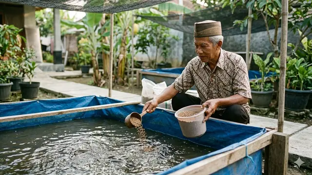 Cara Ternak Lele di Kolam Terpal untuk Orang Tua (Foto: Gemini AI)