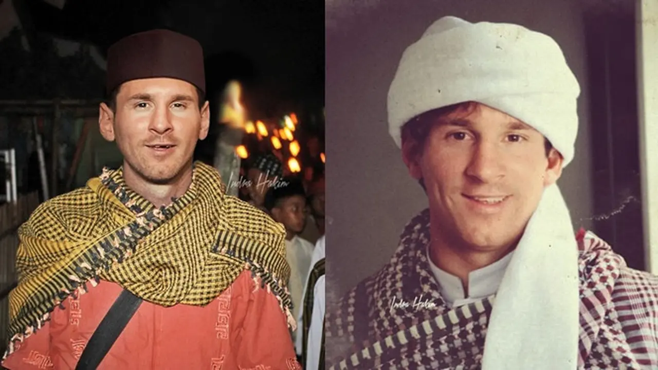 6 Editan Foto Lionel Messi Bak Anak Pesantren Ini Bikin Ngakak