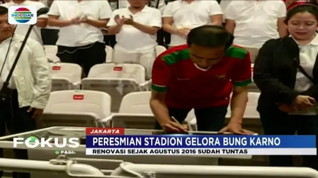 Sebelum laga persahabatan antara Indonesia dan Islandia digelar semalam (14/1), Presiden Jokowi resmikan Stadion Gelora Bung Karno.