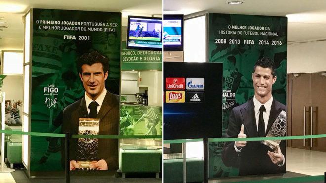 Foto Luis Figo dan Cristiano Ronaldo akan sambut Barcelona di Stadion Jose Avelade (marca)