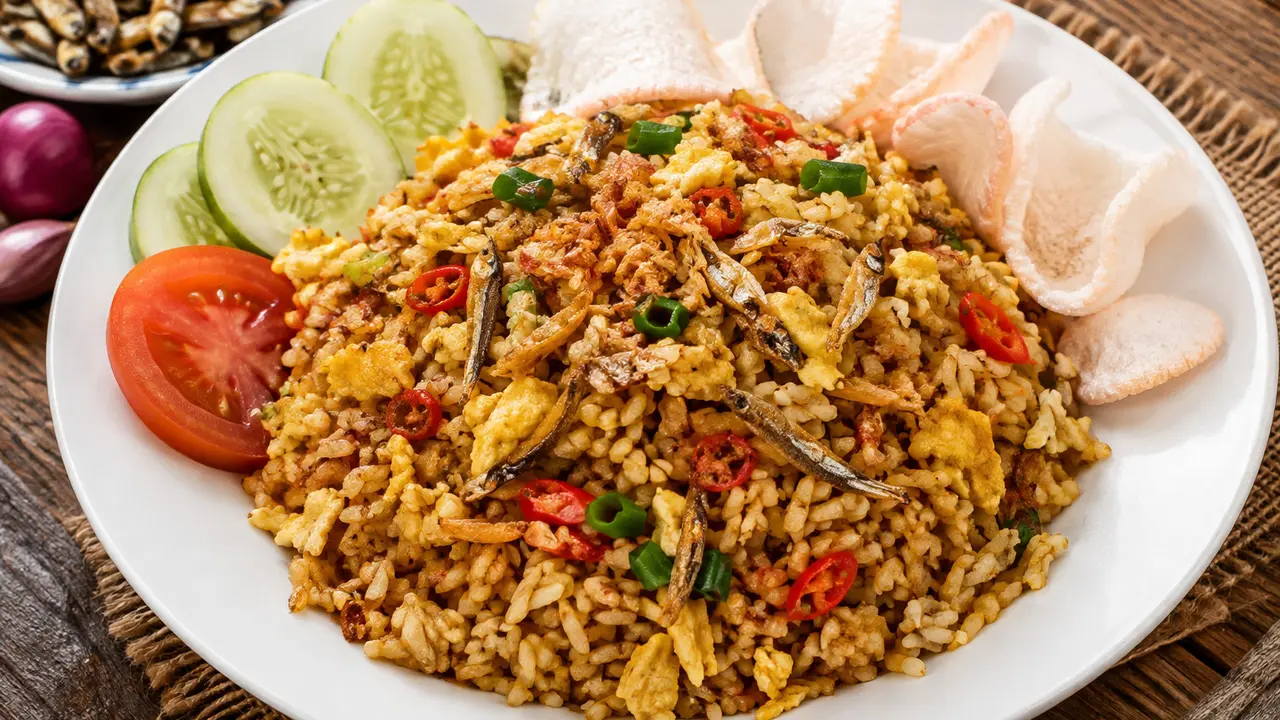 Resep Nasi Goreng Kampung dengan Telur dan Teri
