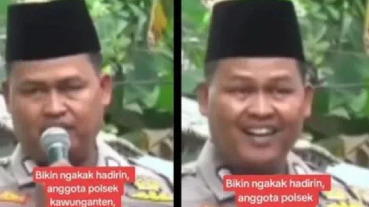 Dalam video tersebut, polisi berseragam dinas dan berkopiah hitam itu nampak mencoba membacakan Pancasila.<br>