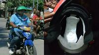 Momen Kocak Helm Rusak di Jalan, Berasa Pakai Kostum Superhero (ist)
