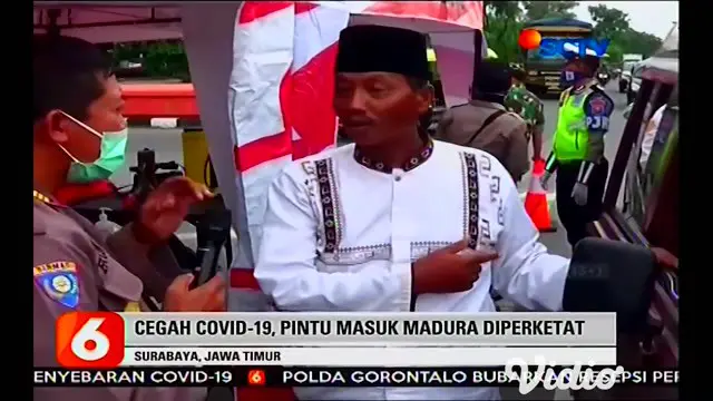 Forkopimda Jatim bersama Gugus Tugas Covid-19 Jawa Timur memastikan kesiapan protokol pencegahan wabah virus di pintu masuk Jembatan Suramadu, pada hari Minggu, (29/3).