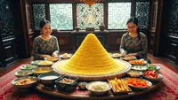 cara membuat tumpeng ©Ilustrasi dibuat AI