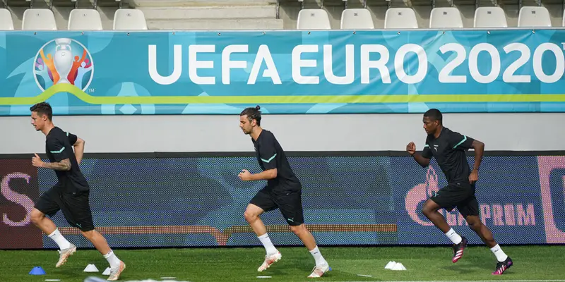 FOTO: Latihan Pemain Austria dan Ukraina Jelang Duel di Euro 2020