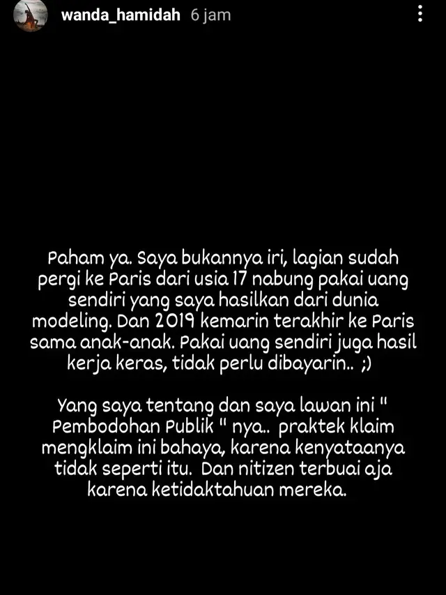 Unggahan Wanda Hamidah. (Foto: Dok. Instagram @wanda_hamidah)