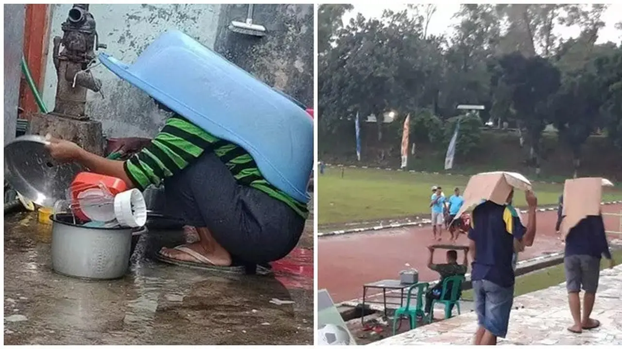6 Potret Orang Akali Benda Jadi Payung Ini Kocak, Ide Cemerlang saat Kepepet
