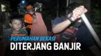 Banjir menerjang komplek perumahan di Bekasi Jawa Barat Kamis (17/2) dini hari. Kali Bekasi jebol tak kuat menahan derasnya kiriman air dari daerah Bogor.