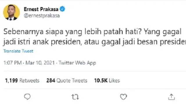 Kaesang Pangarep (Foto: Twitter/@ernestprakasa)