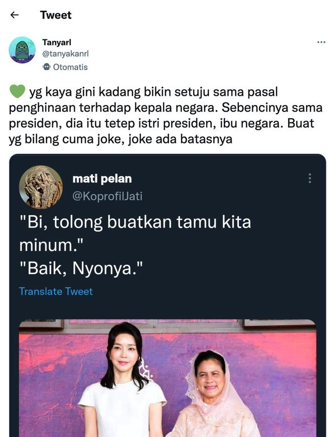 Kata Ibu Negara trending di Twitter setelah Iriana Jokowi kena body shaming. (Foto: Dok. Twitter @tanyakanrl)