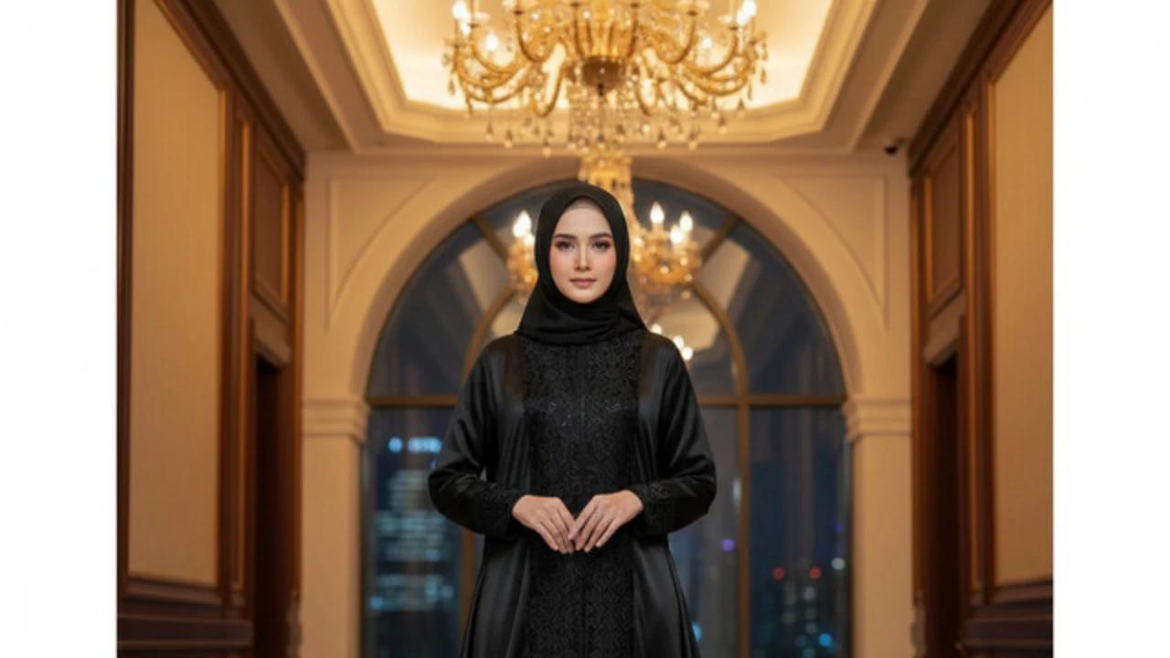 8 Pilihan Gamis Hitam Syar'i dengan Detail Lace 2025, Elegan untuk Acara Formal
