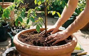 Ilustrasi Menanam Pohon Buah Belimbing di Pot Besar (Image by Gemini AI)