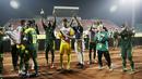Timnas Senegal melanjutkan langkah ke perempat final Piala Afrika 2021 setelah menyingkirkan Cape Verde pada pertandingan 16 besar Piala Afrika 2021. Sadio Mane menjadi bintang di laga tersebut dan menyumbang satu dari dua gol kemenangan Senegal. (AP/Sunday Alamba)