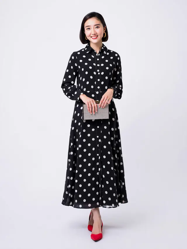 Long Dress Pesta A-Line Monokrom