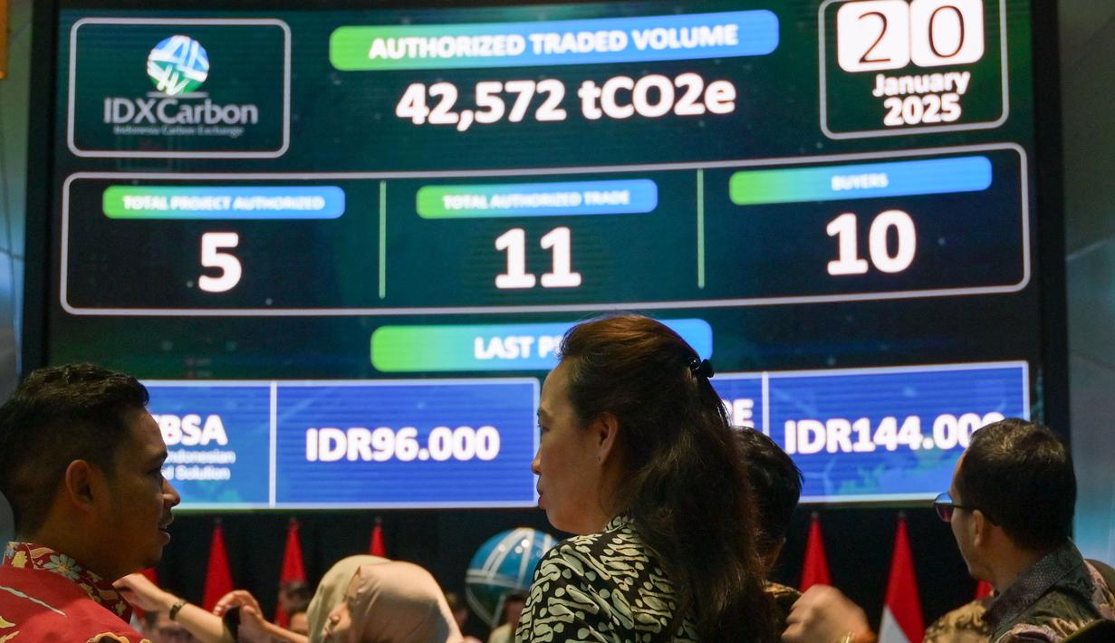 Secara resmi, Indonesia meluncurkan bursa karbon internasional pada Senin, 20 Januari 2025. (BAY ISMOYO/AFP)