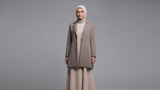 Gamis Syar’i A-Line + Blazer Scuba Minimalis