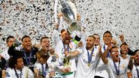 Skuat Real Madrid rayakan juara Liga Champions 2015-2016 (Reuters)