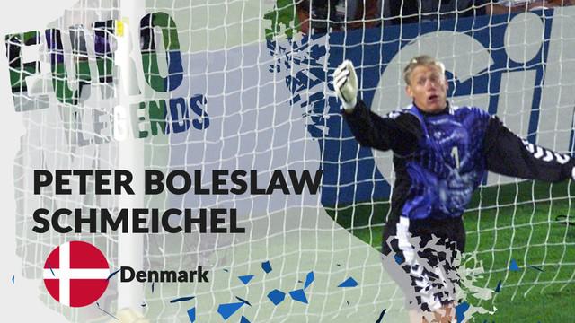 Berita motion grafis profil legenda Peter Schmeichel, pahlawan Denmark di Piala Eropa 1992.