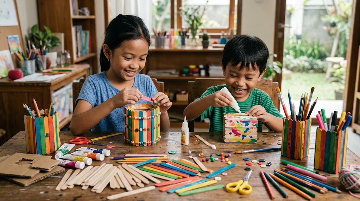 Ide Aktivitas Kreatif Anak dari Barang Bekas/AI Generated