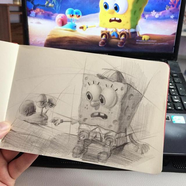 8 Lukisan Pensil Karakter Kartun Ini Unik Banget, Mirip dengan Gambar Aslinya